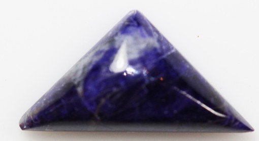 A blue and white triangle shaped stone.
