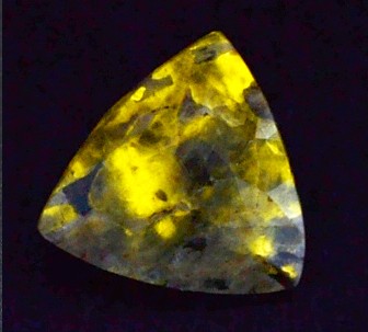Manganoapatite-hyalite-feldspar 7.58cts Trillion Cut 12.90 x 12.70mm USA g0506