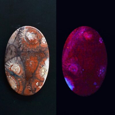 Two pieces of stone with different colors on them.