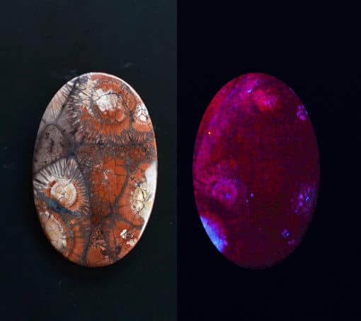 Two pieces of stone with different colors on them.
