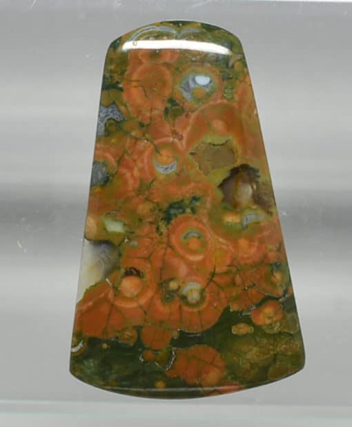 A piece of orange and green agate.