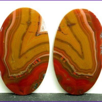 Two oval pieces of agate.