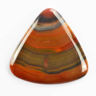 A triangular piece of agate on a white background.