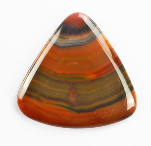 A triangular piece of agate on a white background.