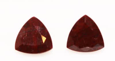 A pair of red stone tear shaped cabochons.