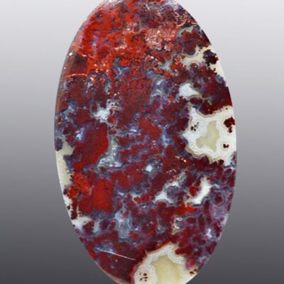 A red, blue and white marble pendant.