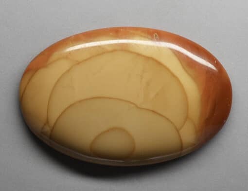 An oval piece of agate with a pattern on it.