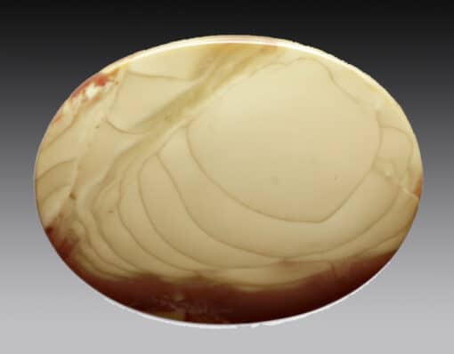 A round piece of agate with a pattern on it.