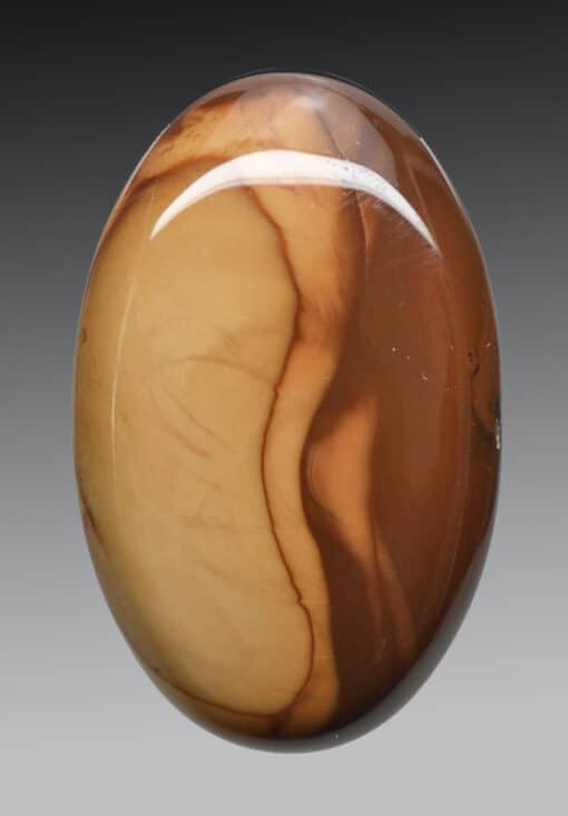 A brown and brown agate ball on a gray background.