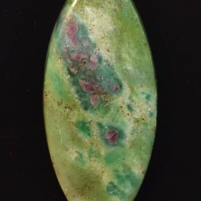 A green oval shaped stone.