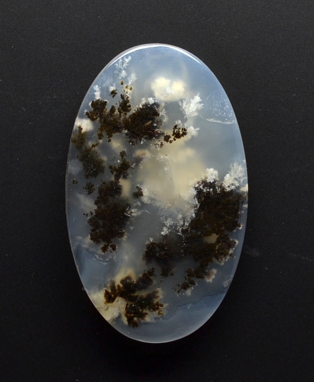 Black Plume Agate 36.48 Oval Cabochon 41 x 24.9 x 5 mm Y98314