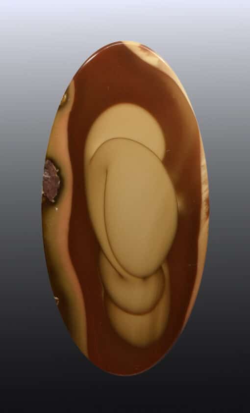 A piece of agate with a brown and white design.