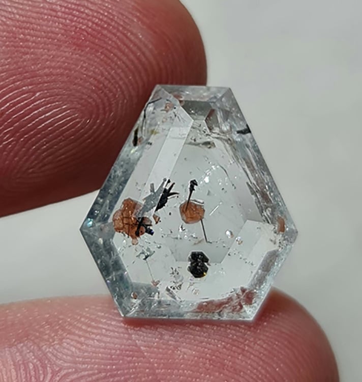 Aquamaine with Hessonite Garnet with Biotite and Columbite 9.706 CT Double Sides  Apx 15.00 x 12.00 mm Pakistan Super Rare World Class y100001