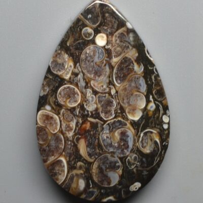 A tear shaped piece of agate on a white surface.