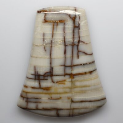 A piece of agate with black and white lines on it.