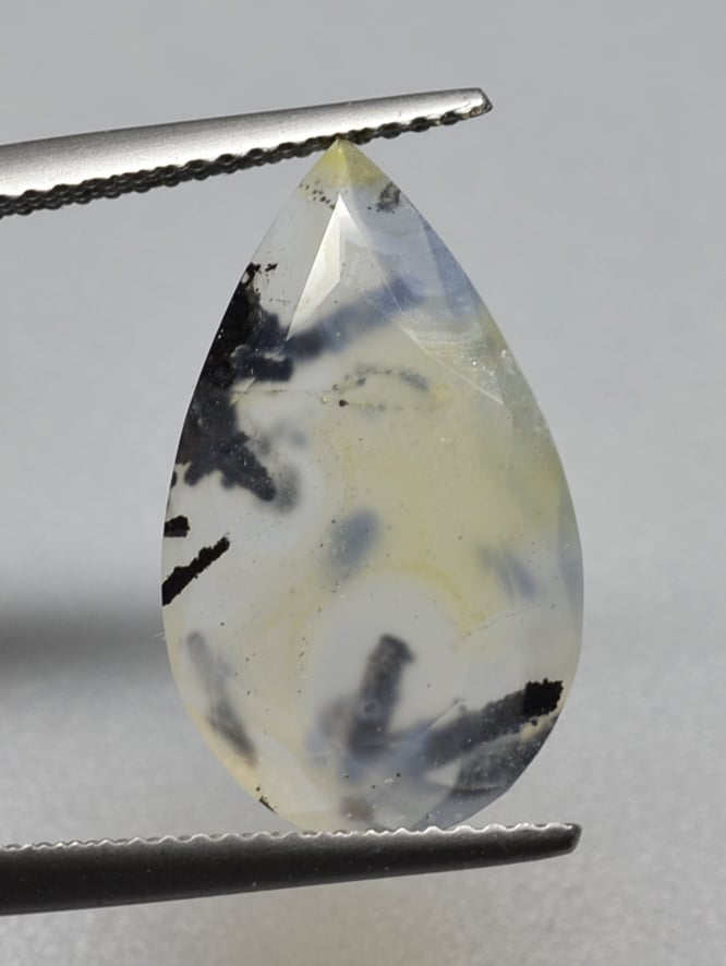Trent Faceted Agate with Stibnite 4.92 ct Pear Shape Cut 19.50 x 16.70 x 3.60 mm w598