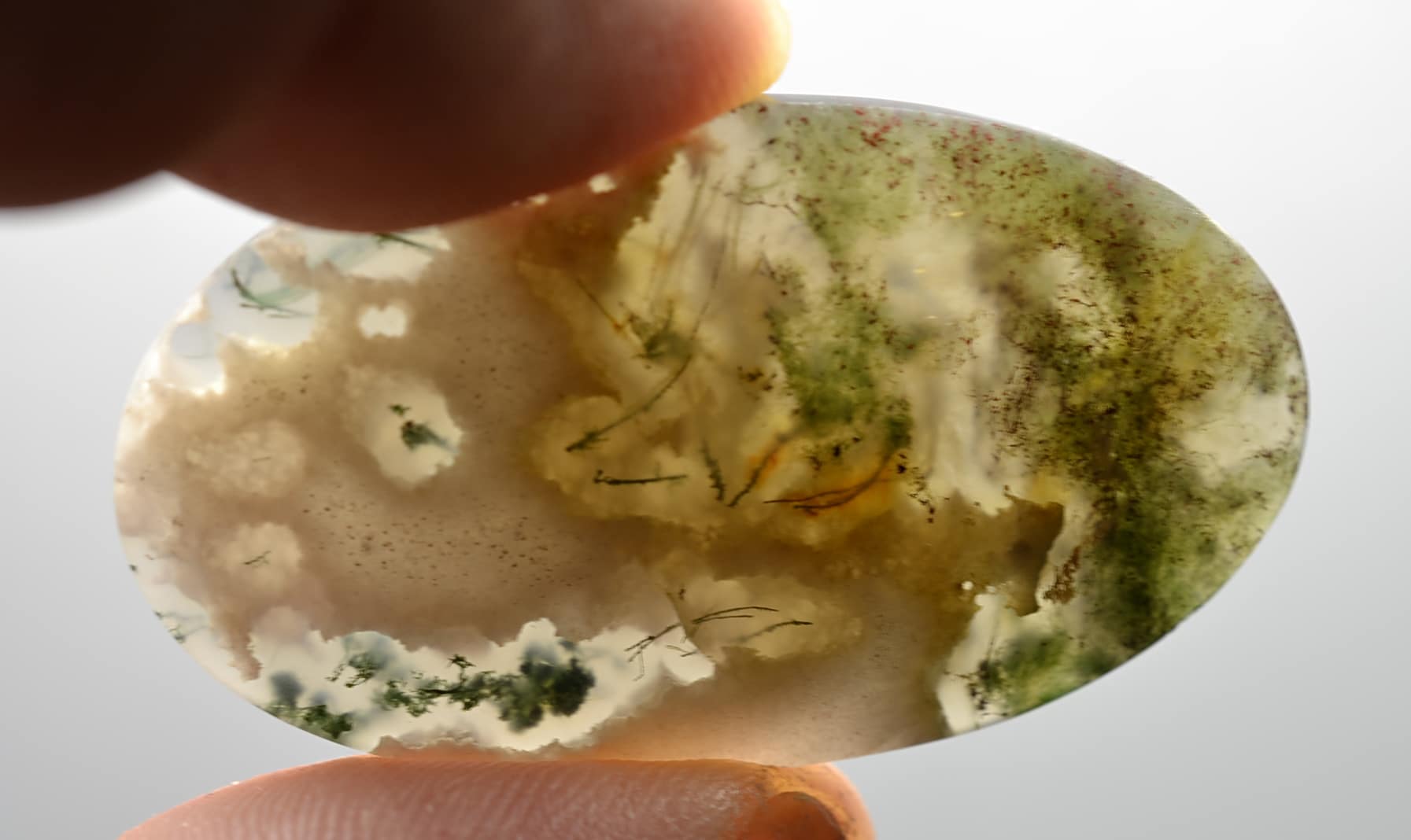 Green Moss Agate 41.78 ct Oval Cabochon 43.90 x 25.10 x 4.60 mm y3044