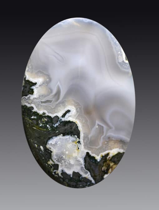 A 3d image of an agate sphere.