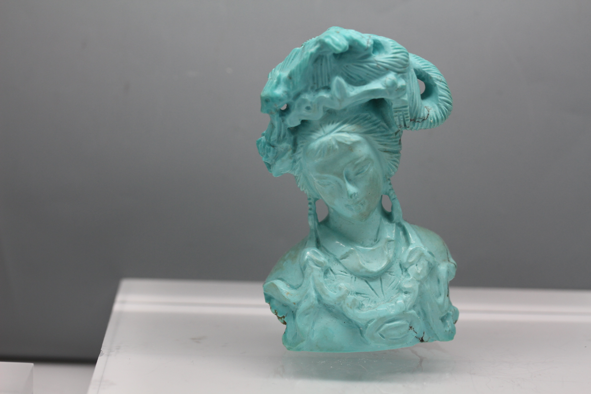 Turquoise Oriental Carved Lady 164.92 ct