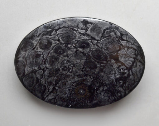 A black and white stone with a pattern on it.