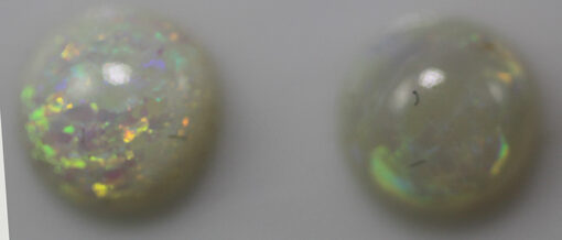 Two Green Fire 1.32cts Pair Round Cabochon 6mm Brazil R878 on a white surface.