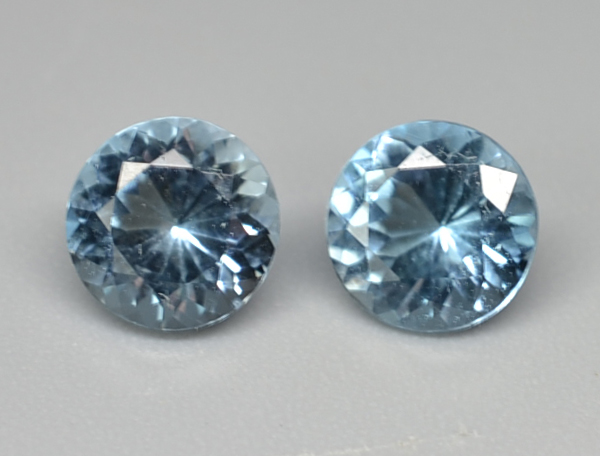 Swiss Blue Topaz ブルートパーズ 1.92 ct Pair Round Cut 6.00 mm Brazil max8455