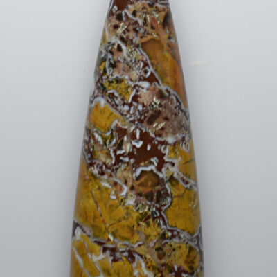A yellow and brown stone pendant on a white background.