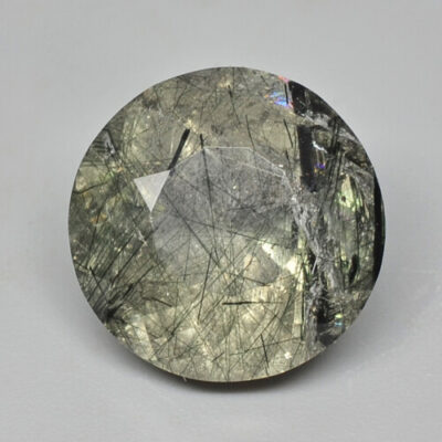 Quartz with Hedenbergite 11.80 ct Round Cut  14.65 mm Brazil N477